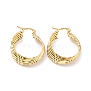 Vacuum Plating 201 Stainless Steel Interlocking Multi Layered Hoop Earrings with 304 Stainless Steel Pins, Intertwined Jewelry for Women, Golden, 38x30x7mm, Pin: 0.6mm(EJEW-D279-08G-02)
