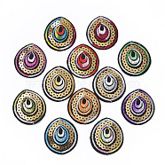 Computerized Embroidery Cloth Iron On/Sew On Patches, Costume Accessories, Appliques, with Paillette, Teardrop, Mixed Color, 41.5x36.5x0.6mm, about 12colors, 1color/10pcs, 120pcs/bag(AJEW-S076-030)