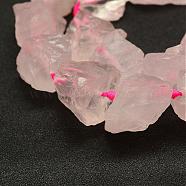 Natural Rose Quartz Beads Strands, Nuggets, 17~30x15~25x11~20mm, Hole: 3mm, about 14~18pcs/strand, 15.75 inch(40cm)(G-E382-02B)