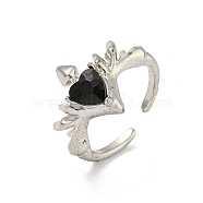 Heart Zinc Alloy with Resin Cuff Rings for Women, Platinum, 14mm, Adjustable(RJEW-Z048-05P)