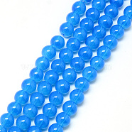 Baking Painted Glass Beads Strands, Imitation Opalite, Round, Dodger Blue, 8mm, Hole: 1.3~1.6mm, about 100pcs/strand, 31.4 inch(DGLA-Q023-8mm-DB46)