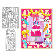 Birthday Cake Carbon Steel Cutting Dies Stencils, for DIY Scrapbooking, Photo Album, Decorative Embossing Paper Card, Stainless Steel Color, Rectangle, 152x70~117x0.8mm, 2pcs/set(DIY-WH0309-1482)