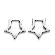 304 Stainless Steel Star Huggie Hoop Earrings, Stainless Steel Color, 20x21x3mm, Pin: 1mm(STAS-H156-05P)