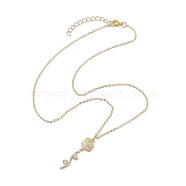 Brass Flower Pendants Necklace, Cable Chains Necklaces, Golden, 20.35 inch(517mm)(NJEW-JN04704)