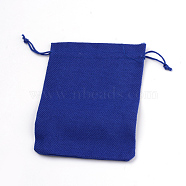 Burlap Packing Pouches Drawstring Bags, Blue, 13.5~14x9.5~10cm(X-ABAG-Q050-10x14-22)