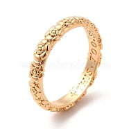 304 Stainless Steel Ring, Rose Textured Finger Ring, Golden, 4mm, Inner Diameter: 17mm(STAS-M309-03G)