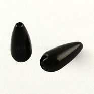 ABS Plastic Imitation Pearl Teardrop Beads, Black, 17x7.5mm, Hole: 2mm(X-MACR-S266-A40)