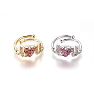 Adjustable Brass Micro Pave Cubic Zirconia Finger Rings, Mixed Color, Size: 8, 18mm(RJEW-L086-01)