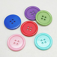 Resin Buttons, Dyed, Flat Round, Mixed Color, 16x3mm, Hole: 2mm; 395pcs/bag(RESI-D030-16mm-M)