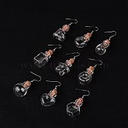 Mix Shapes Glass Wishing Bottle Dangle Earrings, with 304 Stainless Steel Earring Hooks and Iron Findings, Stainless Steel Color, 47~53mm, Pin 0.7mm, Bottle Capacity: 1~10ml(0.03~0.33 fl. oz)(EJEW-JE02040)