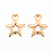 Ion Plating(IP) 304 Stainless Steel Charms, Star, Golden, 8.5x7x0.8mm, Hole: 1.2mm(STAS-H392-01G)