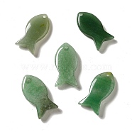 Natural Green Aventurine Pendants, Fish Charms, 39x20x7~7.5mm, Hole: 2.3mm(X-G-G932-B15)