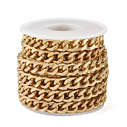 Iron Curb Chains, Faceted, Unwelded, with Plastic Spool, Golden, 12x8.5x2.5mm, about 13.12 Feet(4m)/Roll(CH-YS0001-02)