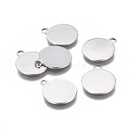 201 Stainless Steel Stamping Blank Tag Charms, Flat Round, Stainless Steel Color, 14x12x0.8mm, Hole: 1.4mm(STAS-F207-22P)