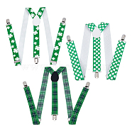 CHGCRAFT 3Pcs 3 Style Adjustable Polyester Y-Shaped Heavy Duty Suspenders, with 3 Iron Clips, for St.Patrick's  Day, Mixed Color, 400~1000x25~35x1.5mm, 1pc/style(AJEW-CA0003-03)