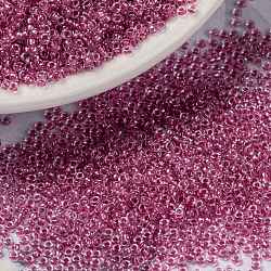 MIYUKI Round Rocailles Beads, Japanese Seed Beads, 15/0, (RR1524) Sparkling Peony Pink Lined Crystal, 1.5mm, Hole: 0.7mm, about 5555pcs/10g(X-SEED-G009-RR1524)