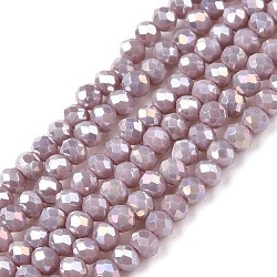 Electroplate Glass Beads Strands, Opaque Solid Color, AB Color Plated, Faceted, Rondelle, Medium Purple, 2.9~3.3x2mm, Hole: 0.8mm, about 148~150pcs/strand, 39.5~40cm(EGLA-A044-P2mm-B13)