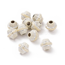 Plating Acrylic Beads, Silver Metal Enlaced, Bicone, Lemon Chiffon, 11x12mm, Hole: 3.8mm, about 780pcs/500g(OACR-C013-06)