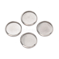 316 Surgical Stainless Steel Cabochon Tray Settings, Plain Edge Bezel Cups, Flat Round, Stainless Steel Color, 14x1.5mm(STAS-I187-06A-P)