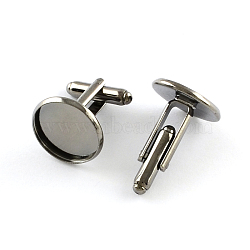 Brass Cuff Buttons, Cufflink Findings for Apparel Accessories, Gunmetal, Tray: 12mm, 25.5x14mm(KK-Q574-12mm-B)