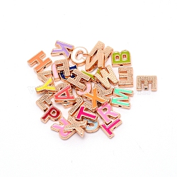 Alloy Enamel Slide Charms, Cadmium Free & Lead Free, Alphabet, Letter, Light Gold, Mixed Color, 9.5~10x5~10.5x3mm, Hole: 1.2~1.6mm, 50pcs/set(ENAM-CJC0003-03LG)