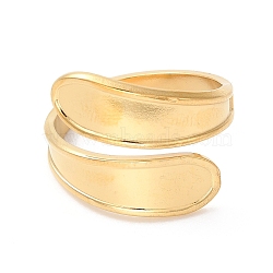 Ion Plating(IP) 304 Stainless Steel Teardrop Open Cuff Ring for Women, Golden, US Size 8 1/2(18.5mm)(RJEW-K245-37G)
