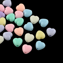 Opaque Acrylic Beads, Heart, Mixed Color, 7x7x5mm, Hole: 2mm, about 3500pcs/500g(SACR-S743-15)