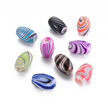 Opaque Acrylic European Beads, Large Hole Beads, Barrel, Mixed Color, 10.5x16.5mm, Hole: 4.5mm, about 490pcs/500g