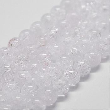 Natural Crackle Quartz Beads Strands, Round, 12mm, Hole: 1mm, about 33pcs/strand, 14.9 inch~15.1 inch
