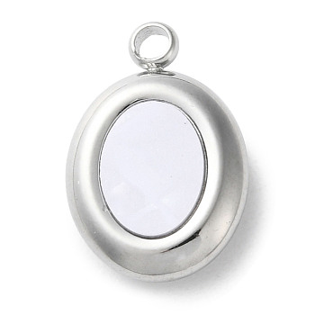 304 Stainless Steel Acrylic Pendants, with Imitation Shell, Platinum, Oval, 15.5x11.5x4mm, Hole: 1.8mm