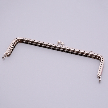 Aluminum Purse Frame Handle, for Bag Sewing Craft Tailor Sewer, Platinum, Platinum, 6.3x15.5x1cm, Hole: 1.6mm