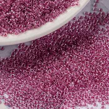 MIYUKI Round Rocailles Beads, Japanese Seed Beads, 15/0, (RR1524) Sparkling Peony Pink Lined Crystal, 1.5mm, Hole: 0.7mm, about 5555pcs/10g