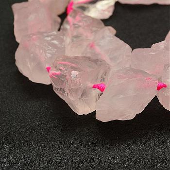 Natural Rose Quartz Beads Strands, Nuggets, 17~30x15~25x11~20mm, Hole: 3mm, about 14~18pcs/strand, 15.75 inch(40cm)