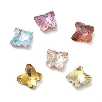 Glass Rhinestone Cabochons, Point Back & Back Plated, Faceted, Butterfly, Mixed Color, 5x5x2.5mm