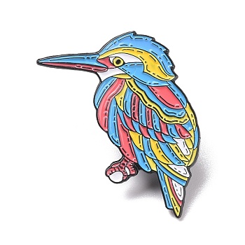 Woodpecker Enamel Pin, Animal Alloy Badge for Backpack Clothes, Electrophoresis Black, Colorful, 34x28x1.5mm, Pin: 1.3mm