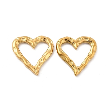 Ion Plating(IP) 304 Stainless Steel Linking Ring, Hammered, Heart, Real 18K Gold Plated, 19x18.5x2mm, Inner Diameter: 12.5x14mm