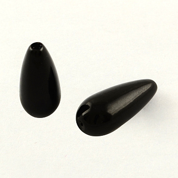 ABS Plastic Imitation Pearl Teardrop Beads, Black, 17x7.5mm, Hole: 2mm