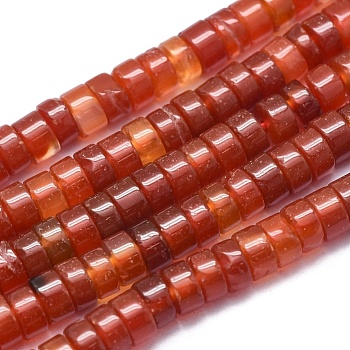 Natural Carnelian Beads Strands, Dyed & Heated, Flat Round/Disc, 4x2mm, Hole: 0.7mm, about 167pcs/strand, 15.35 inch(39cm)