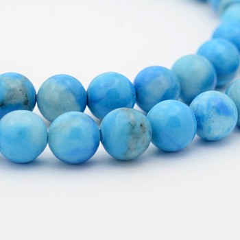 Natural Gemstone Dyed Round Bead Strands, 6mm, Hole: 1mm, about 68pcs/strand, 15.7 inch