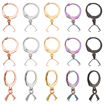 45Pcs 5 Colors 304 Stainless Steel Leverback Earring Finding, with Ice Pick Pinch Bails, Mixed Color, 22mm, Pin: 0.65x0.8mm and 0.6mm, 9Pcs/color