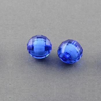 Transparent Acrylic Beads, Bead in Bead, Faceted, Round, Medium Blue, 20mm, Hole: 2mm