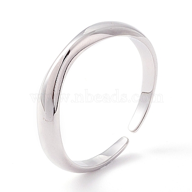 Rhodium Plated 925 Sterling Silver Cuff Ring for Girl Women(RJEW-C003-03P)-3