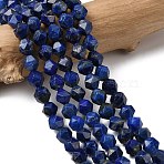 Natural Lapis Lazuli Beads Strands, Star Cut Round Beads, Faceted, 5~6x5~6x5~6mm, Hole: 1~1.2mm, about 64~68pcs/strand, 14.80''~15.04''(37.6~38.2cm)(G-Z119-A39-01)