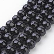 Natural Mashan Jade Round Beads Strands, Dyed, Black, 10mm, Hole: 1mm, about 41pcs/strand, 15.7 inch(G-D263-10mm-XS32)