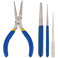Jewelry Tool Sets, including Wire Looping Pliers Bail Making Rite Pliers and Iron Wire Winding Rods, Platinum(TOOL-BC0002-17)