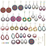 DIY Earring Making Kits, including Wood Pendants, Iron Earring Hooks & Jump Rings, Mixed Color(DIY-SZ0008-22)