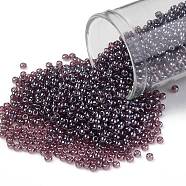 TOHO Round Seed Beads, Japanese Seed Beads, (110B) Transparent Luster Medium Amethyst, 11/0, 2.2mm, Hole: 0.8mm, about 1110pcs/bottle, 10g/bottle(SEED-JPTR11-0110B)