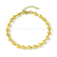 Ion Plating(IP) 304 Stainless Steel Bicone Link Chain Bracelets for Women, Golden, 7-3/8 inch(18.7cm)(BJEW-C066-03G)