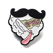 Barber Shop Alloy Enamel Pins Brooches, Pink, Mustache, 31x30mm(JEWB-U008-04D)