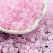 Glass Seed Beads, Imitation Cat Eye, Rondelle, Pink, 4x3.3mm, Hole: 1.4mm(SEED-M011-02A-13)